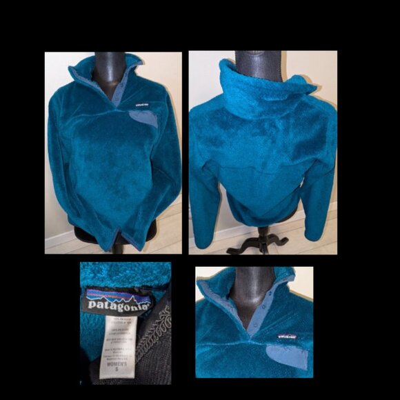 Patagonia Blue Polartec Fleece T-snap Deep Pile Synchilla Jacket Womens Size S - Picture 1 of 4